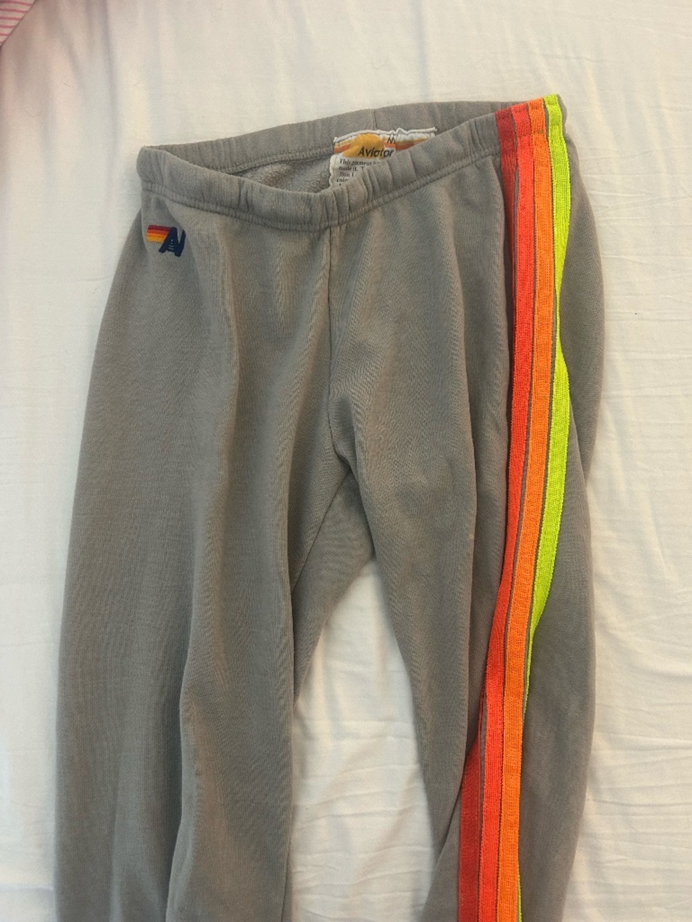 Aviator Nation Grey Sweatpants Striped Detail. Size Medium.